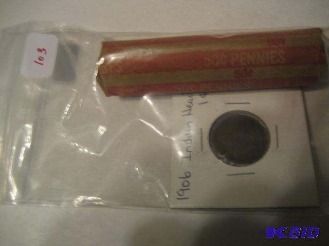 lot 103 image: ROLL OF WHEAT PENNYS DATES VARY 1909-1958 MAY...