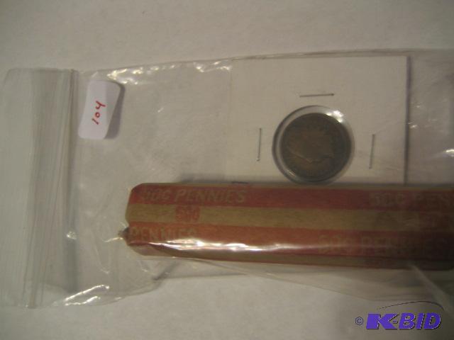 lot 104 image: ROLL OF WHEAT PENNYS DATES VARY 1909-1958 MAY...
