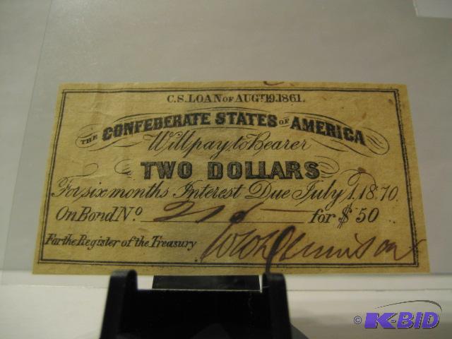 lot 107 image: CONFEDERATE STATES OF AMERICA BOND INTEREST R...