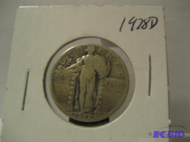 lot 14 image: 1928 D STANDING LIBERTY QUARTER DOLLAR 90% SI...
