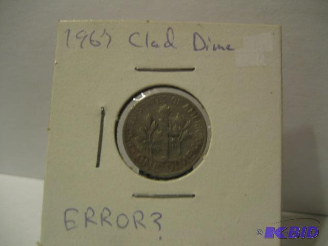lot 16 image: 1967 CLAD ROOSEVELT DIME ERROR ...