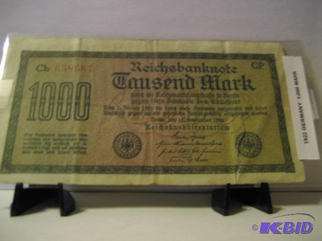 lot 172 image: 1922 GERMANY 1000 MARK FOREIGN NOTE...