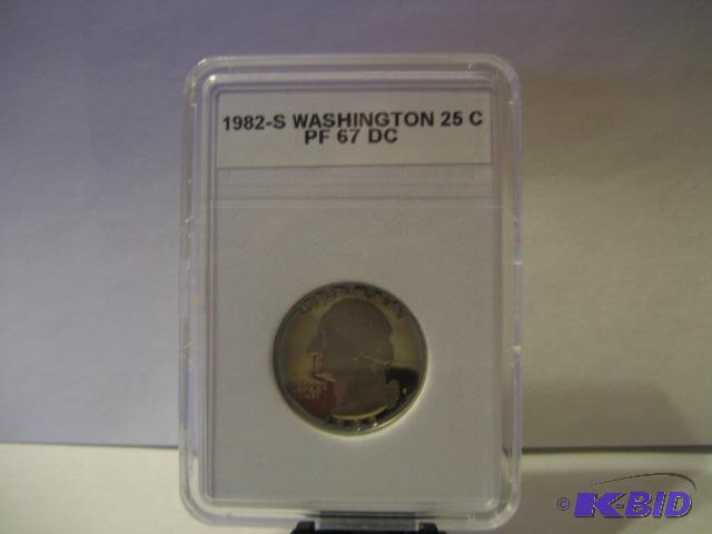 lot 174 image: 1982-S WASHINGTON QUARTER DOLLAR PROOF 67 DC...