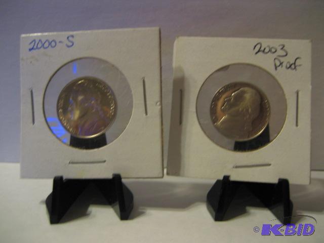 lot 176 image: 2000-S AND 2003-S PROOF NICKELS...
