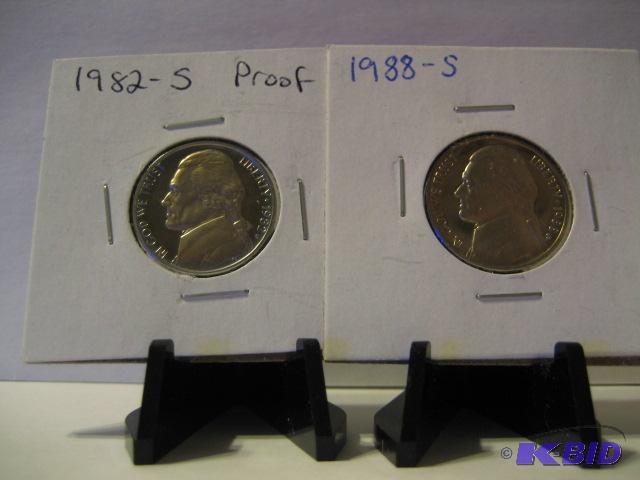 lot 177 image: 1982-S AND 1988-S PROOF NICKELS...