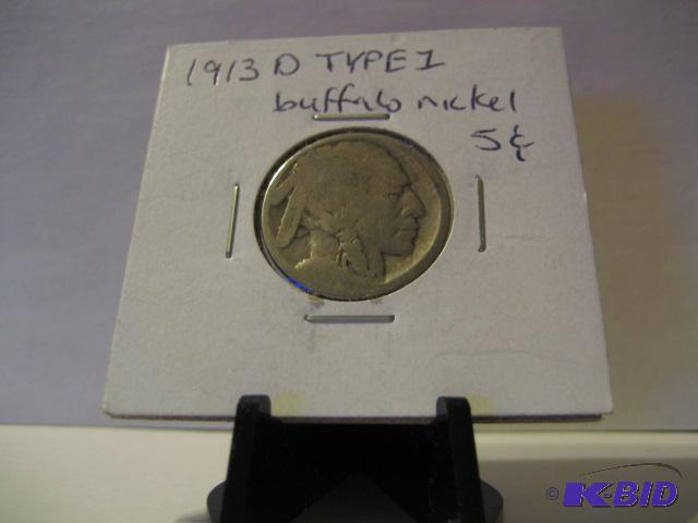 lot 178 image: 1913 D TYPE 1 BUFFALO NICKEL...