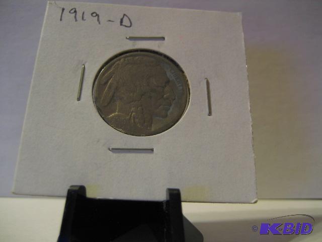 lot 180 image: 1919 D BUFFALO NICKEL...