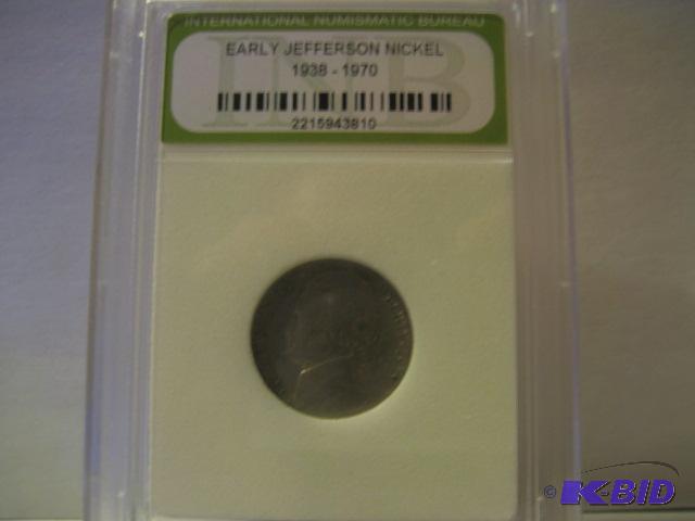 lot 202 image: 1939 EARLY JEFFERSON NICKEL SLAB NTERNATIONAL...