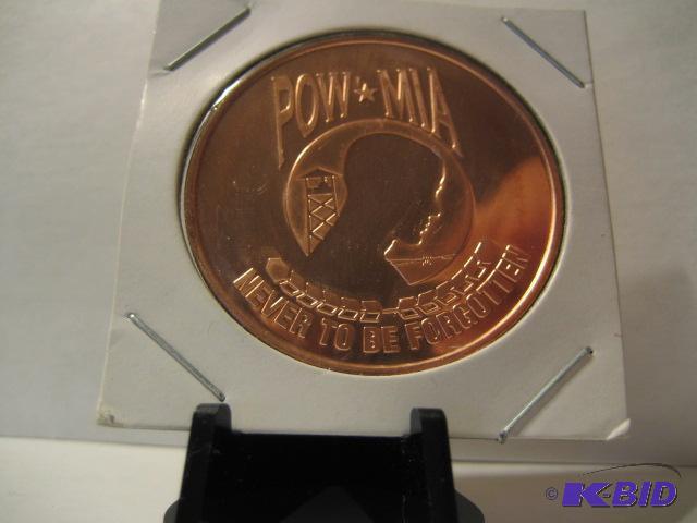 lot 37 image: POWMIA ONE OUNCE .999 COPPER...