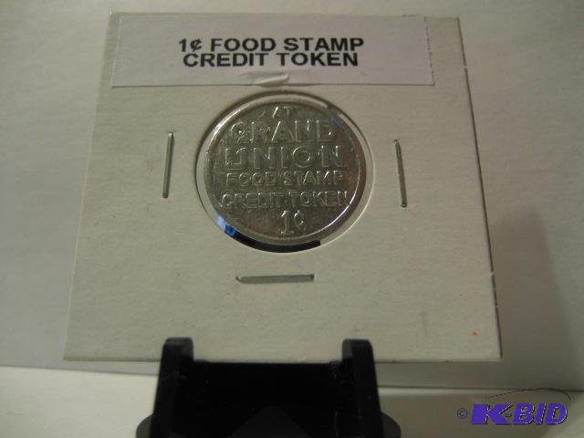 lot 38 image: ONE CENT FOOD STAMP CREDIT TOKEN...