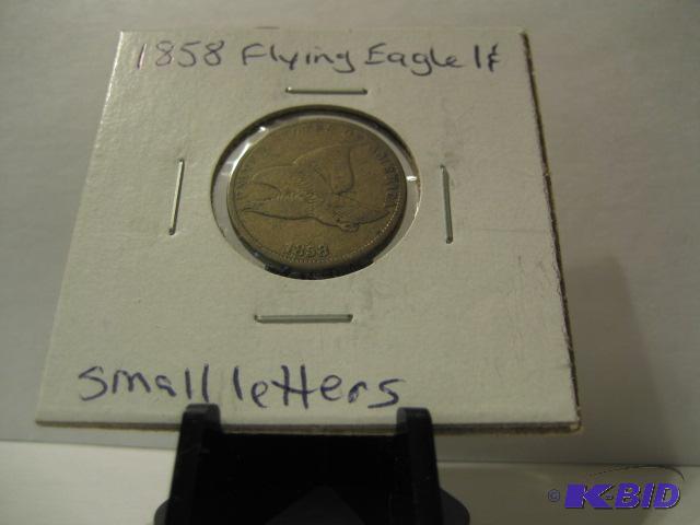 lot 40 image: 1858 FLYING EAGLE ONE CENT SMALL LETTERS...