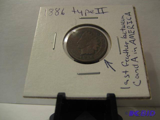 lot 44 image: 1886 TYPE 2 INDIAN HEAD ONE CENT...
