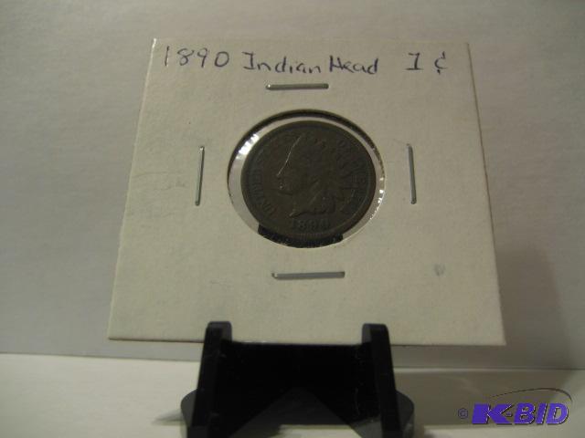 lot 46 image: 1890 INDIAN HEAD ONE CENT...