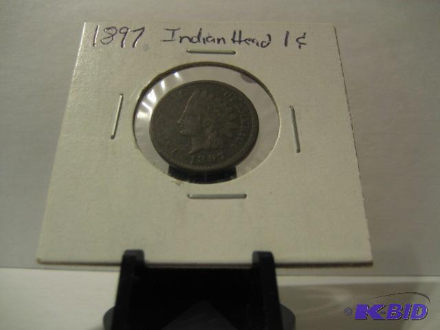 lot 49 image: 1897 INDIAN HEAD ONE CENT...