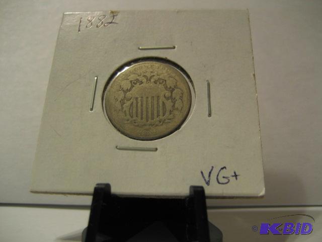 lot 68 image: 1882 SHEILD NICKEL VG...