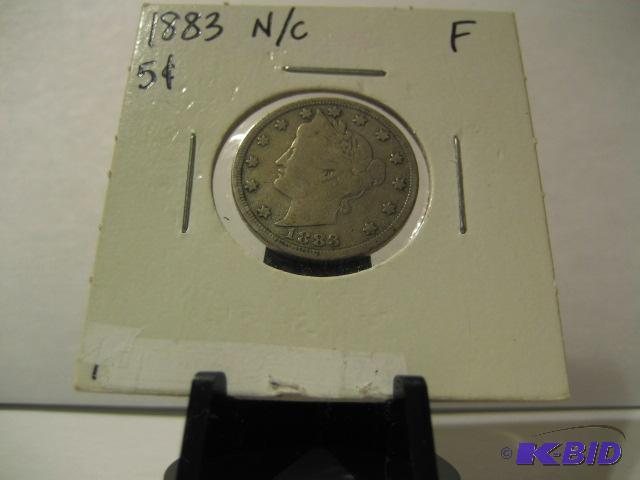 lot 69 image: 1883 LIBERTY HEAD V NICKEL NO CENTS FINE...