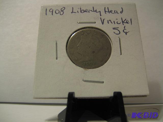 lot 76 image: 1908 LIBERTY HEAD V NICKEL...