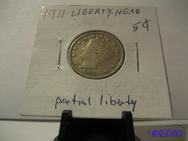 lot 79 image: 1911 LIBERTY HEAD V NICKEL PARTIAL LIBERTY...