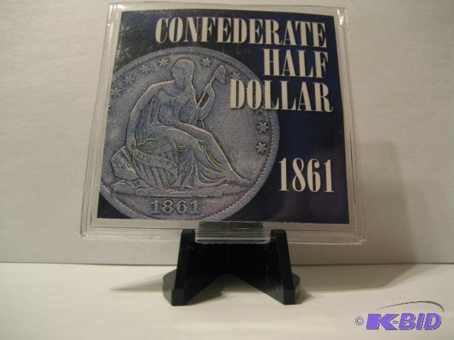lot 92 image: CONFEDERATE STATES ON AMERICA SILVER HALF DOL...