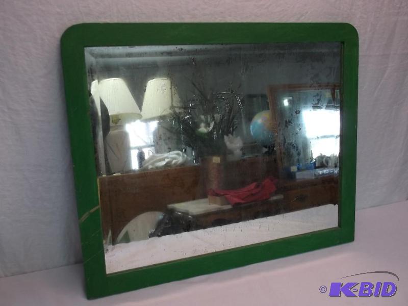 lot 101 image: Vintage painted frame beveled mirror measurin...