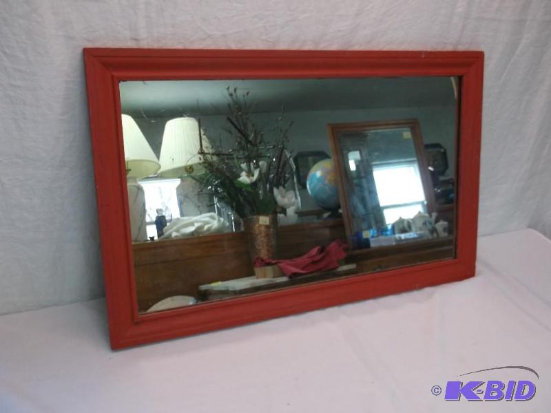lot 102 image: Vintage painted frame mirror measuring 31 12...