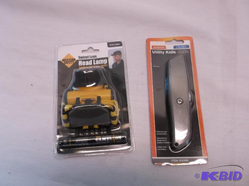 lot 119 image: Head lamp  & Utility knife new in pa...