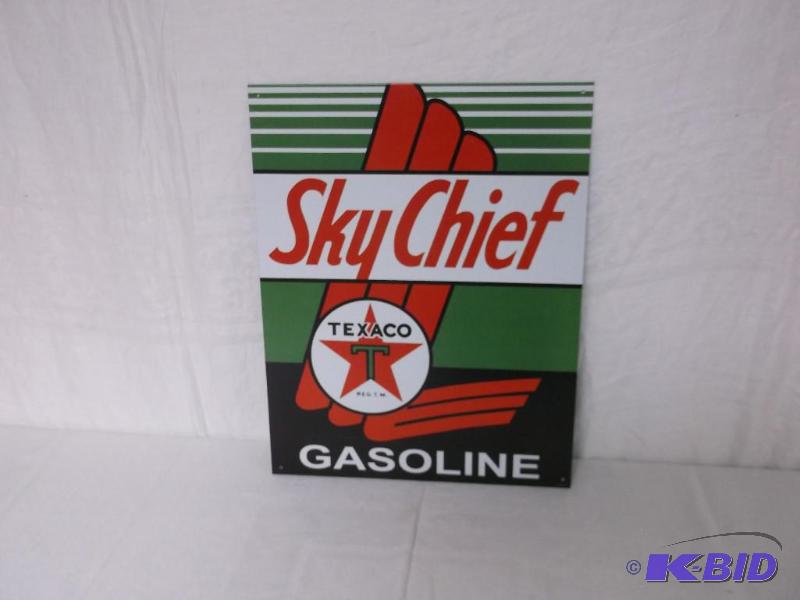 lot 18 image: Sky Chief Texaco sign measuring 12 12" ...