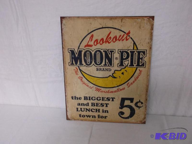 lot 21 image: Collectable Moon Pie sign measuring 12 12&qu...