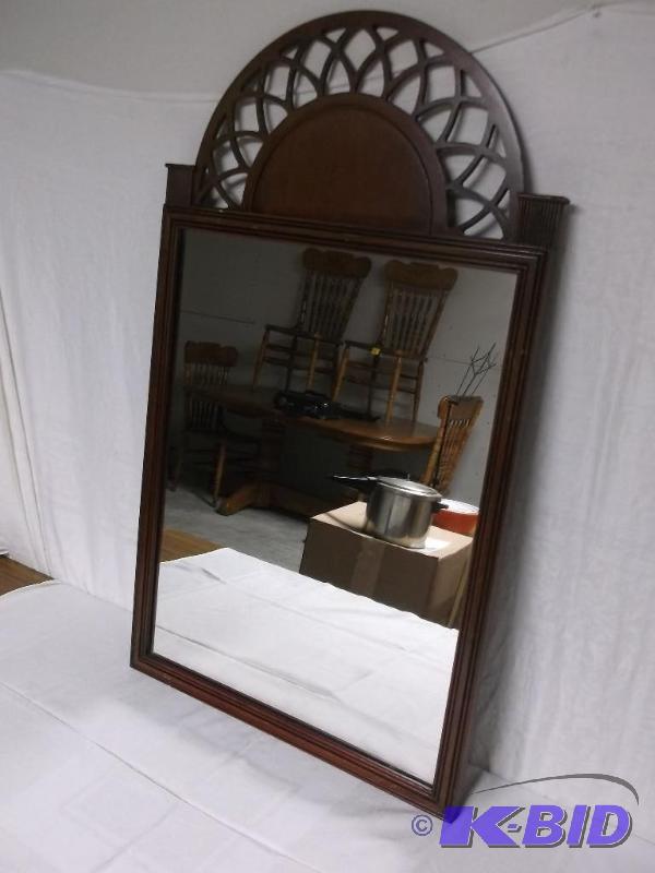 lot 30 image: Beautiful mahogany finish wall mount mirror m...