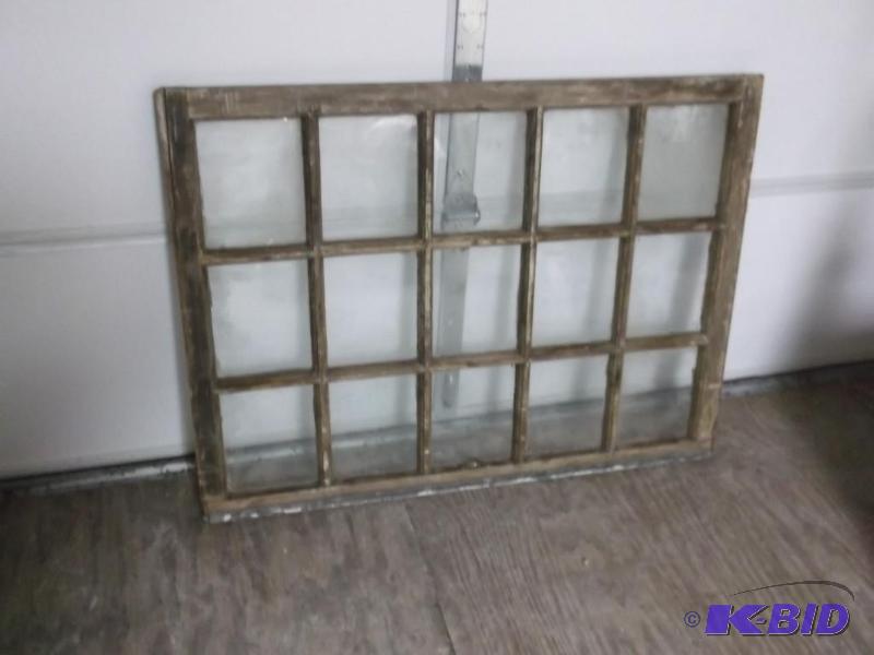 lot 52 image: Vintage 15 pane window measuring 33 14"...