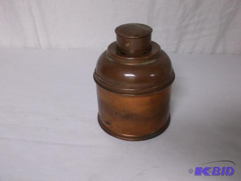 lot 53 image: Antique solid copper road flare nice collecta...