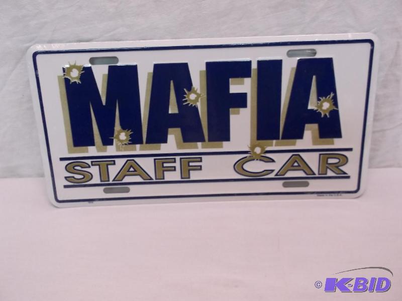 lot 66 image: Collectable embossed license plate sign....