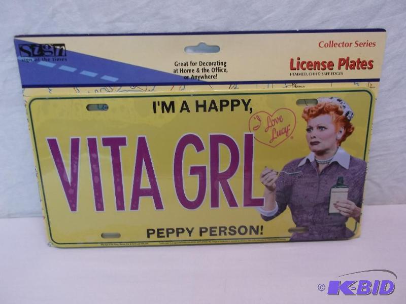 lot 70 image: Collectable embossed license plate sign....