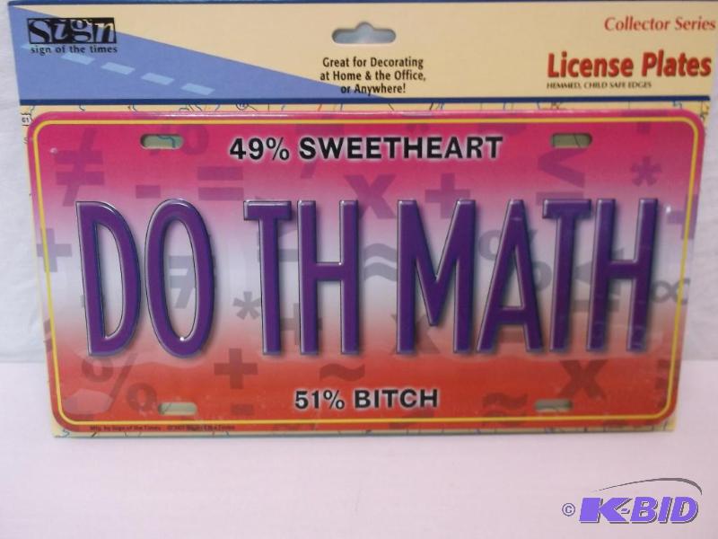 lot 71 image: Collectable embossed license plate sign....