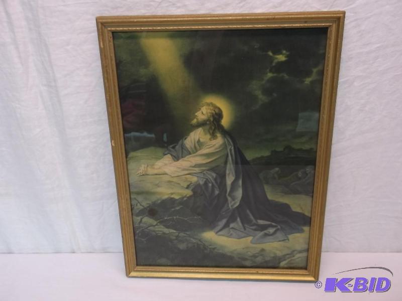 lot 76 image: Vintage religious picture measuring 13" ...
