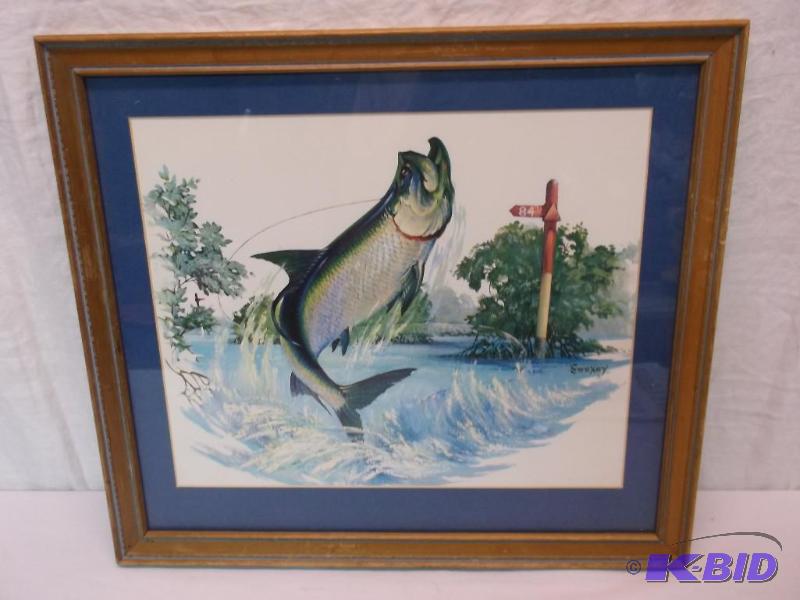 lot 77 image: Nice fish print marked Sweney measuring 17 1...