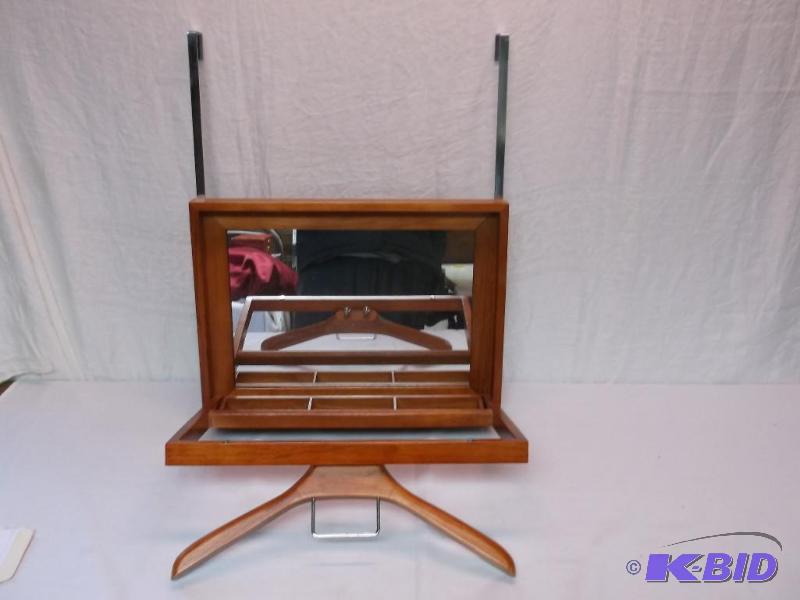 lot 78 image: Nice door hanging wood framed mirror butler i...
