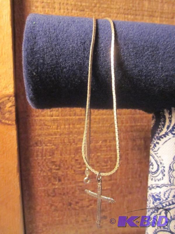 Sterling Silver chain and cross necklace.  &n...