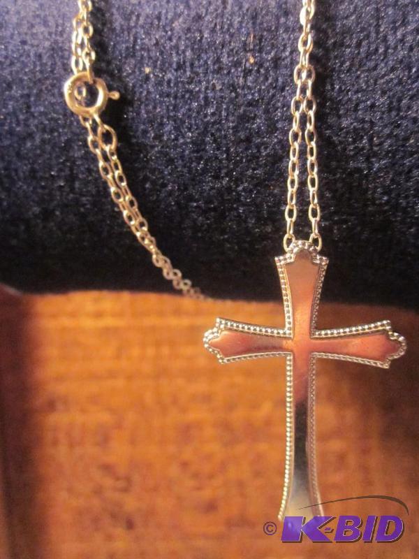 Sterling silver chain and cross necklace.  &n...