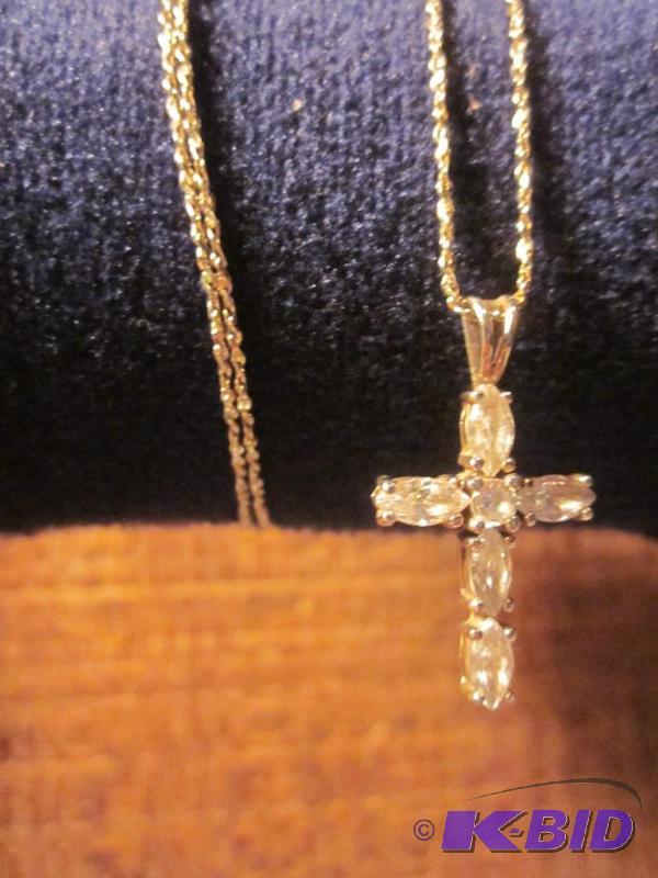 Sterling Silver chain and cross set with unte...