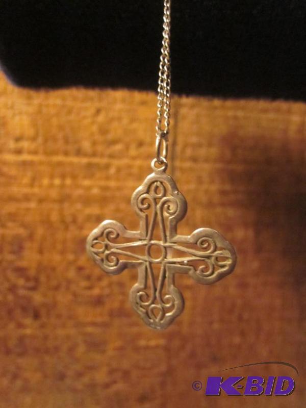 Sterling Silver chain and cross necklace.  &n...