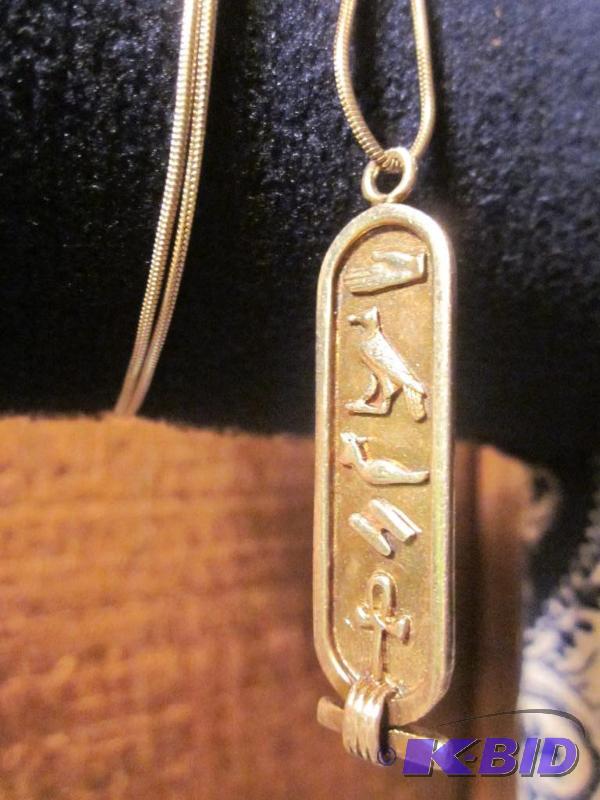 Sterling Silver chain and Egyptian Cartouche ...