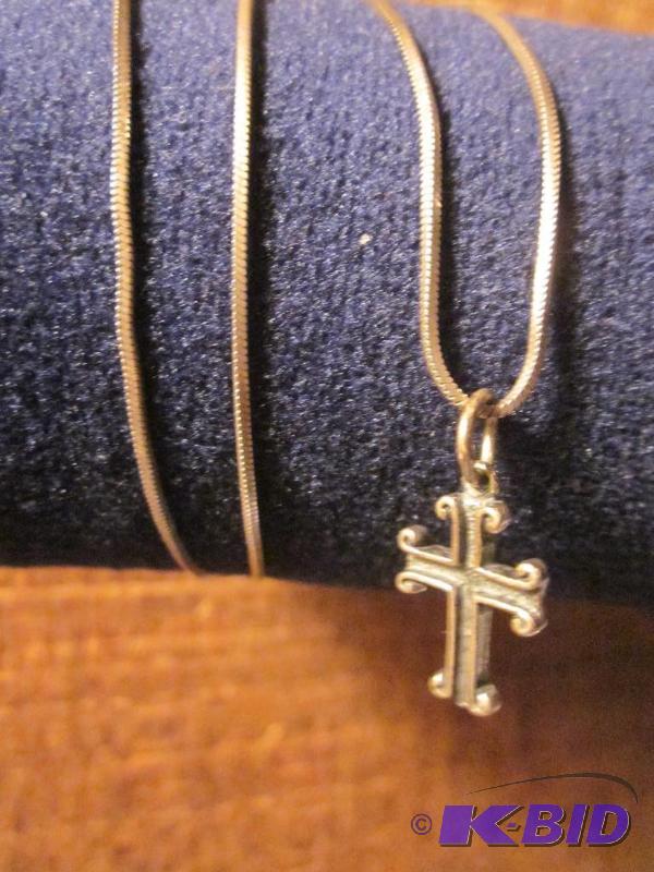 Sterling silver necklace and cross.&nbsp  &n...