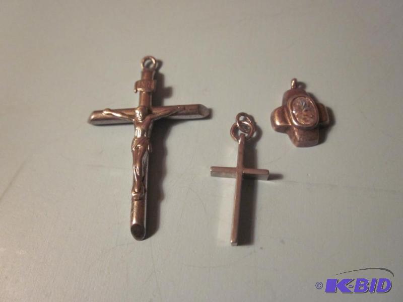 Lot of (3) Sterling Silver cross pendants, (1...