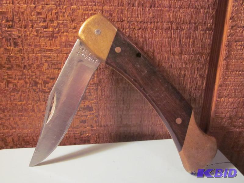 9 inch Schrede brass and wood fold out pocket...