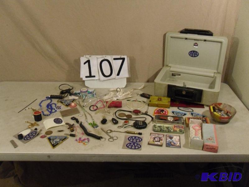 lot 107 image: Lionel Trail Watch, Old Baby Rattle, Cigar Ti...