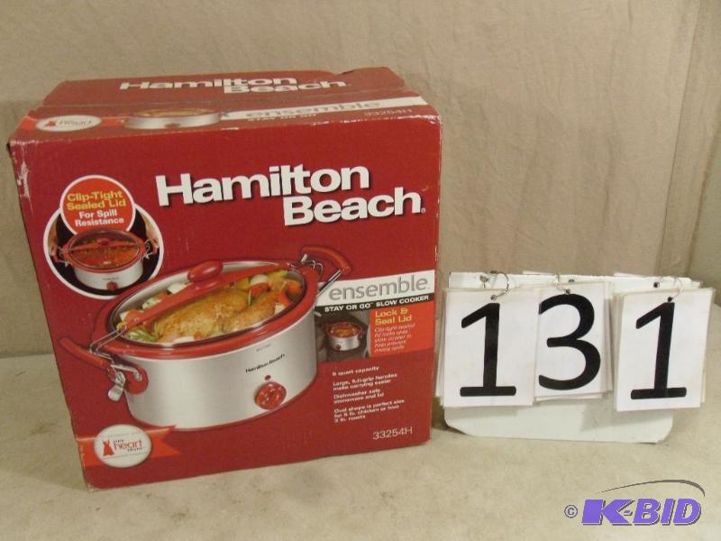 lot 131 image: Red New Hamilton Beach Stay or Go Slow Cooker...