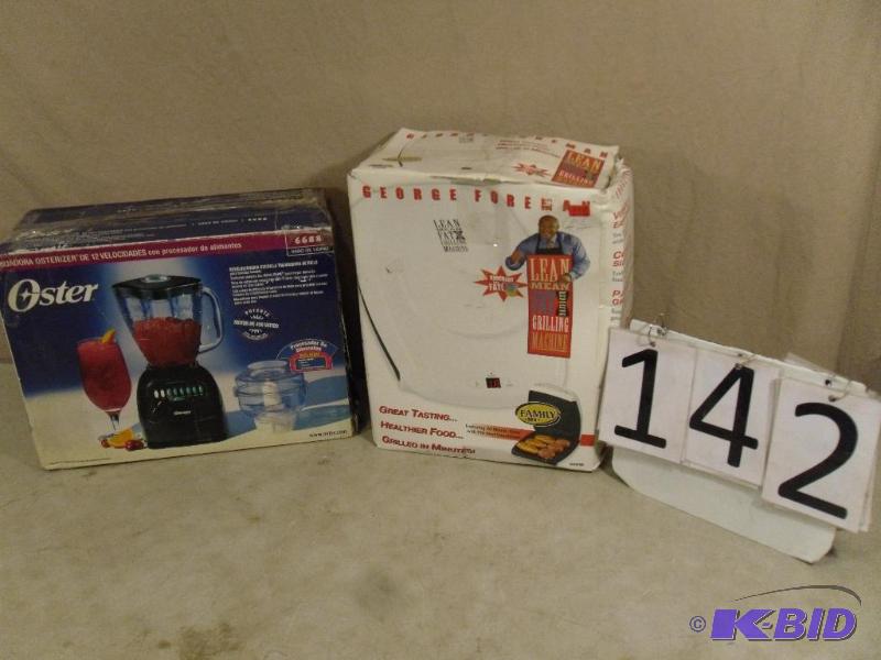 lot 142 image: George Foreman Grill and Oster Blender. Untes...
