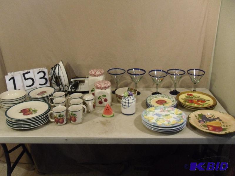lot 153 image: Apple Dish Set, Margarita Glass Set, Dishes, ...
