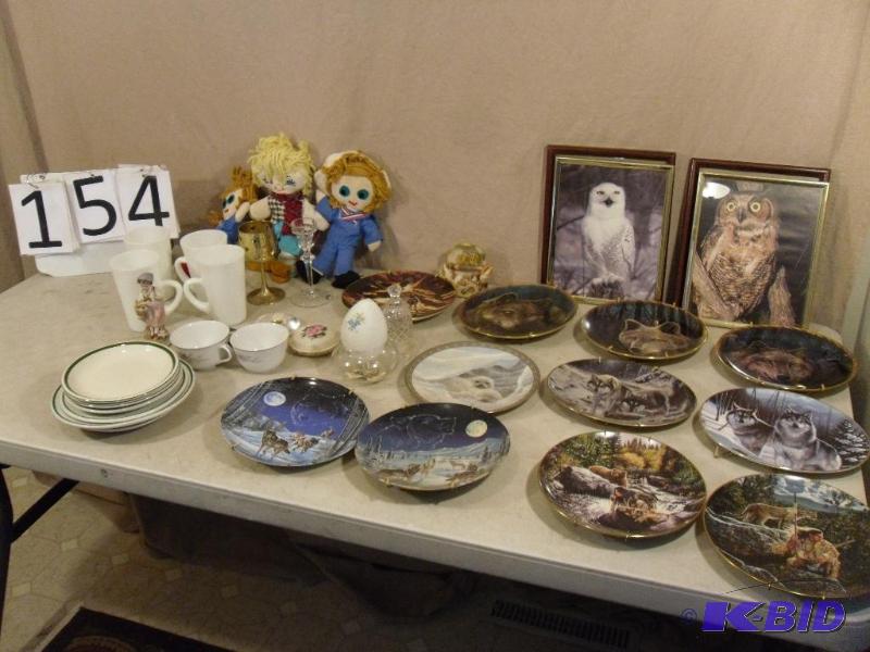 lot 154 image: Lot of Collector Plates, Old Rag Dolls, and M...
